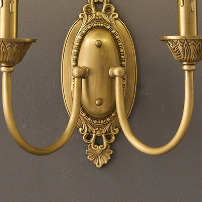Contemporary Luxury Full Copper Candelabra 1-Light Wall Sconce Lamp For Living Room