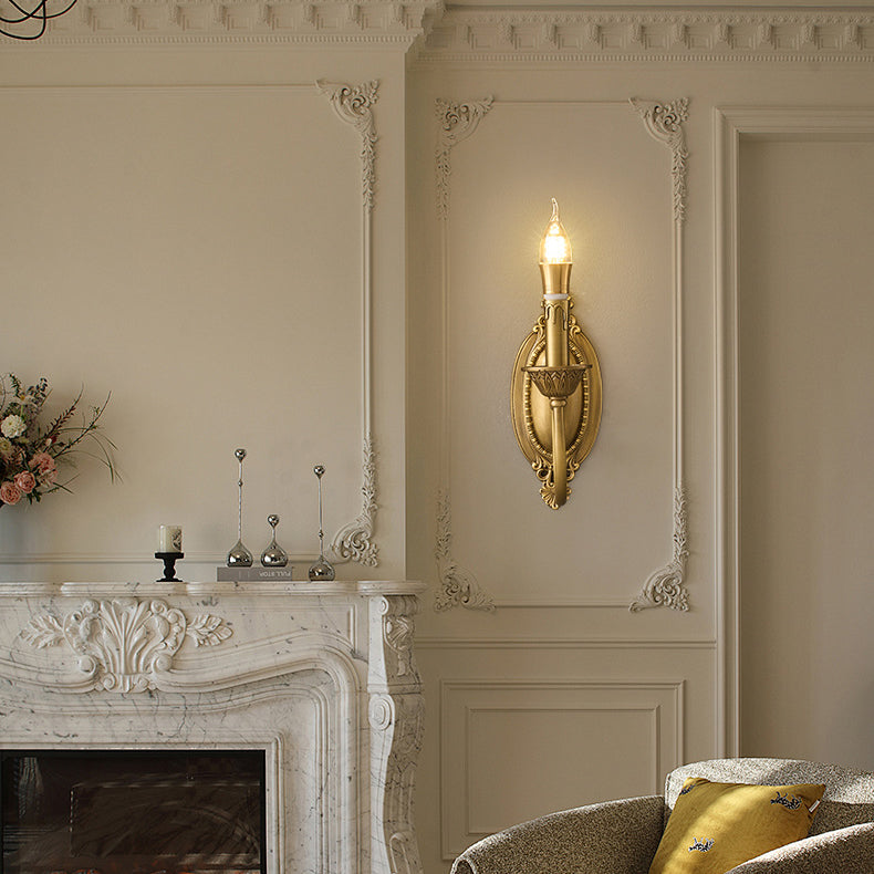 Contemporary Luxury Full Copper Candelabra 1-Light Wall Sconce Lamp For Living Room
