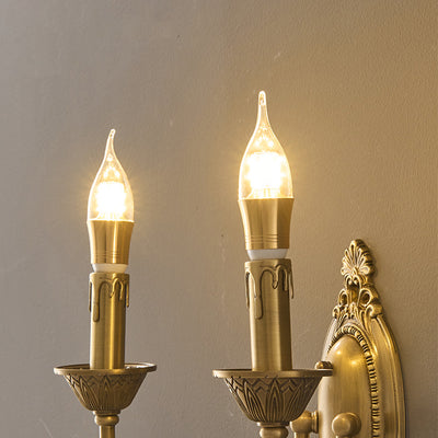 Contemporary Luxury Full Copper Candelabra 1-Light Wall Sconce Lamp For Living Room