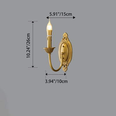 Contemporary Luxury Full Copper Candelabra 1-Light Wall Sconce Lamp For Living Room