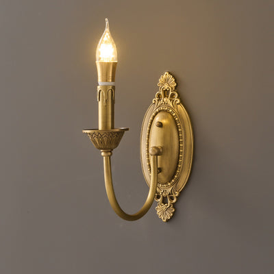 Contemporary Luxury Full Copper Candelabra 1-Light Wall Sconce Lamp For Living Room