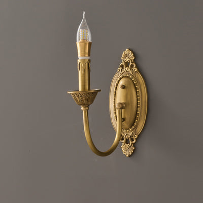 Contemporary Luxury Full Copper Candelabra 1-Light Wall Sconce Lamp For Living Room