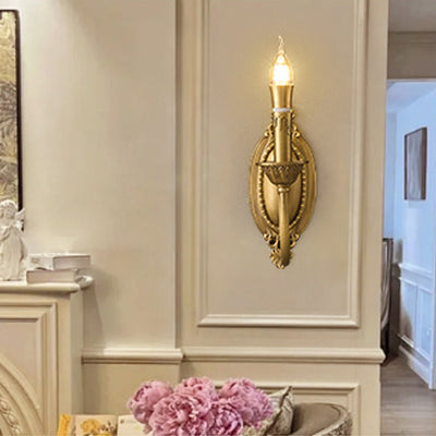 Contemporary Luxury Full Copper Candelabra 1-Light Wall Sconce Lamp For Living Room