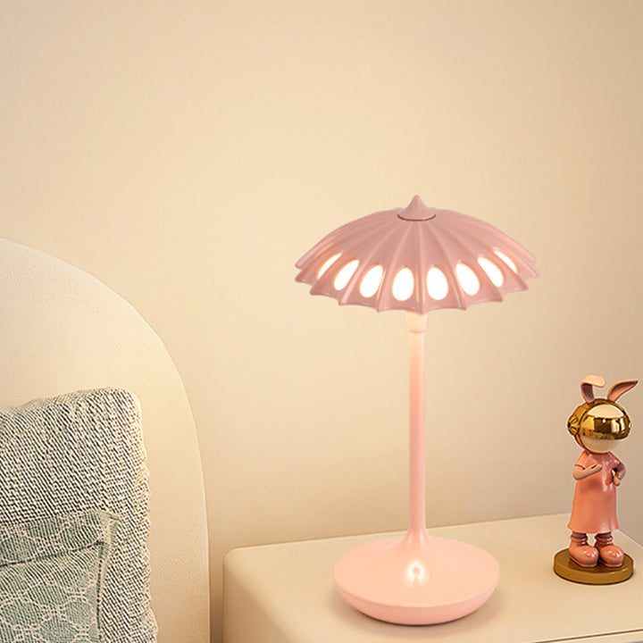 Contemporary Creative Aluminum Acrylic Umbrella Shade USB LED Table Lamp For Bedroom