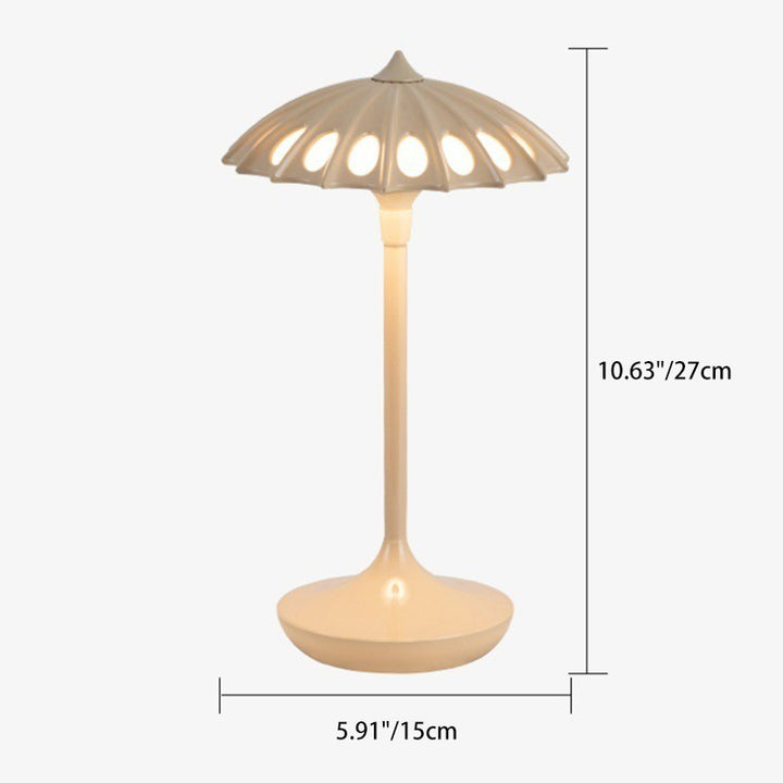 Contemporary Creative Aluminum Acrylic Umbrella Shade USB LED Table Lamp For Bedroom