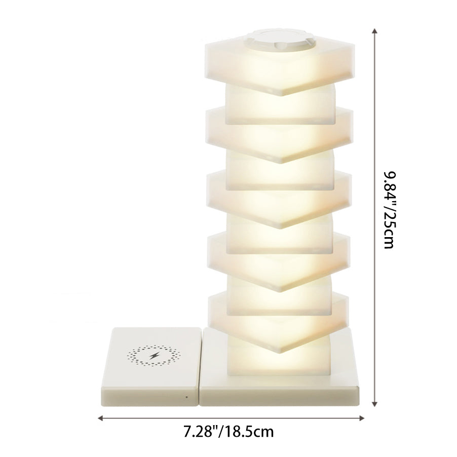 Zeitgenössische kreative Kunststoffwürfel-Stapelung kabellose Lade-USB-LED-Tischlampe für das Schlafzimmer 