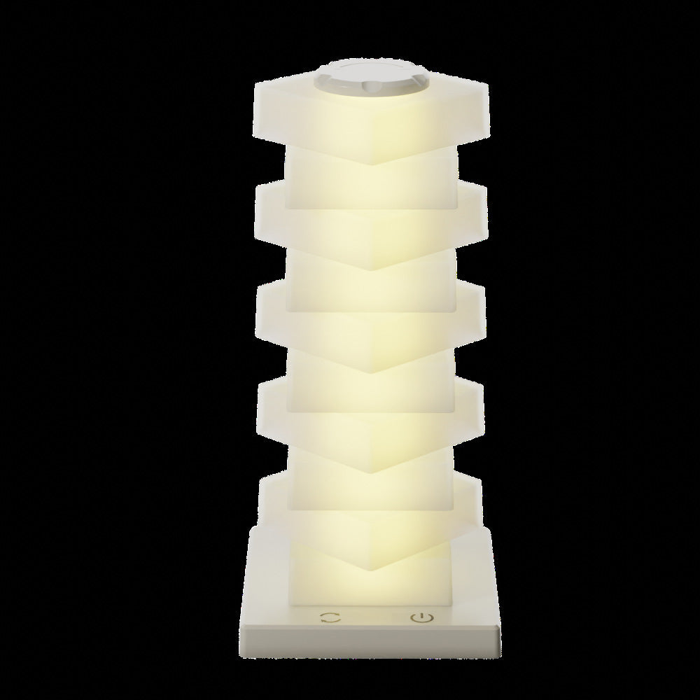 Zeitgenössische kreative Kunststoffwürfel-Stapelung kabellose Lade-USB-LED-Tischlampe für das Schlafzimmer 
