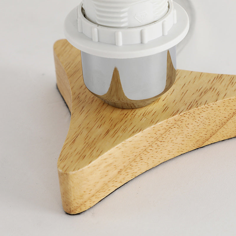Lámpara de Mesa de 1 Luz de Madera Maciza con Jaula Redonda de Tela Japonesa Tradicional para Dormitorio 