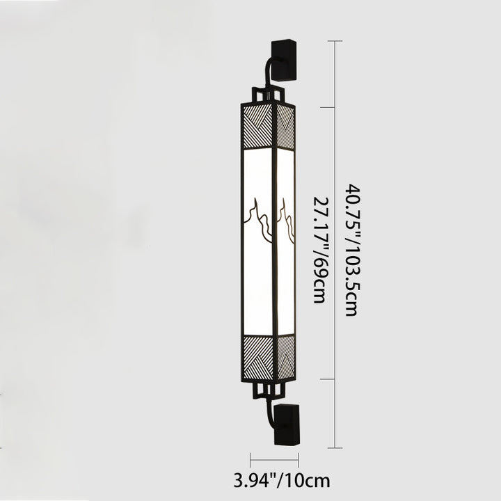 Lámpara de pared LED con pantalla rectangular de imitación mármol de acero al carbono chino tradicional para sala de estar 