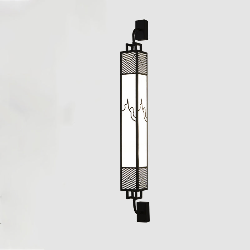 Lámpara de pared LED con pantalla rectangular de imitación mármol de acero al carbono chino tradicional para sala de estar 