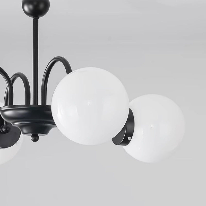 Chandelier traditionnel à 8 lumières avec abat-jour en verre et cadre en fer pour salon 