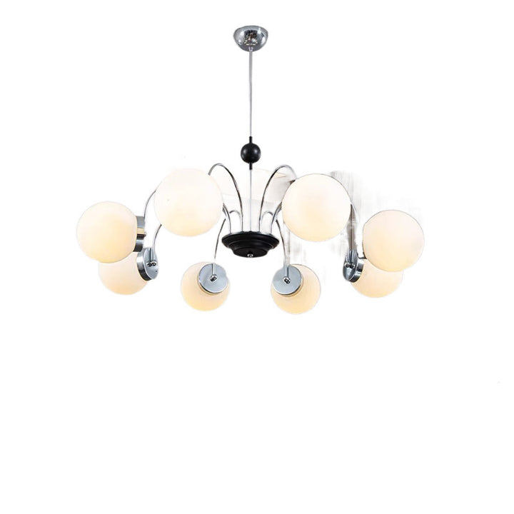 Chandelier traditionnel à 8 lumières avec abat-jour en verre et cadre en fer pour salon 