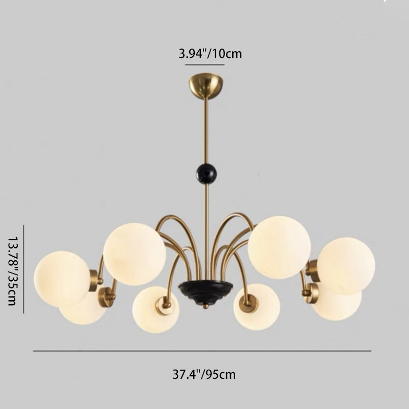 Chandelier traditionnel à 8 lumières avec abat-jour en verre et cadre en fer pour salon 
