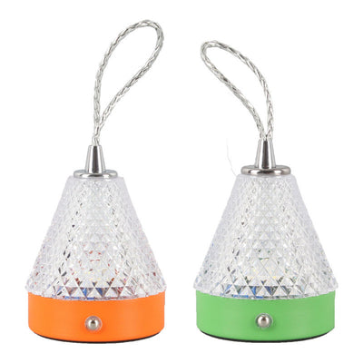 Lampe de table portable LED à chargement USB en acrylique conique et métal pour chambre à coucher 