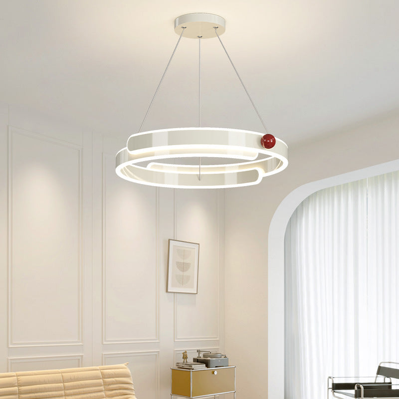 Lustre LED en anneau circulaire en aluminium fer traditionnel français pour chambre 