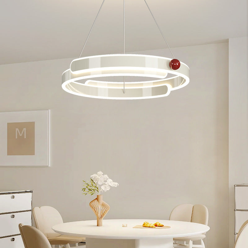 Lustre LED en anneau circulaire en aluminium fer traditionnel français pour chambre 
