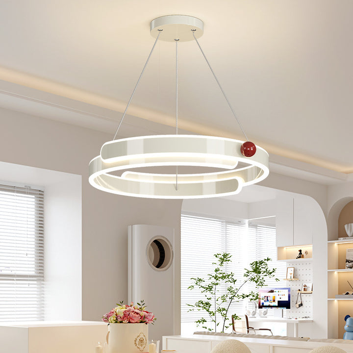 Lustre LED en anneau circulaire en aluminium fer traditionnel français pour chambre 
