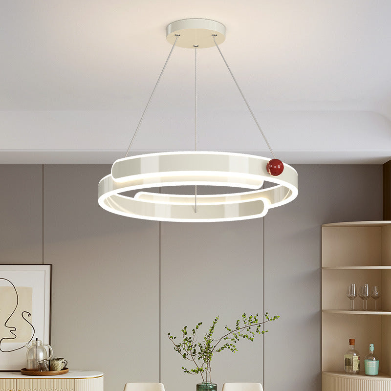Lustre LED en anneau circulaire en aluminium fer traditionnel français pour chambre 