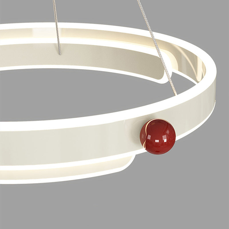Lustre LED en anneau circulaire en aluminium fer traditionnel français pour chambre 