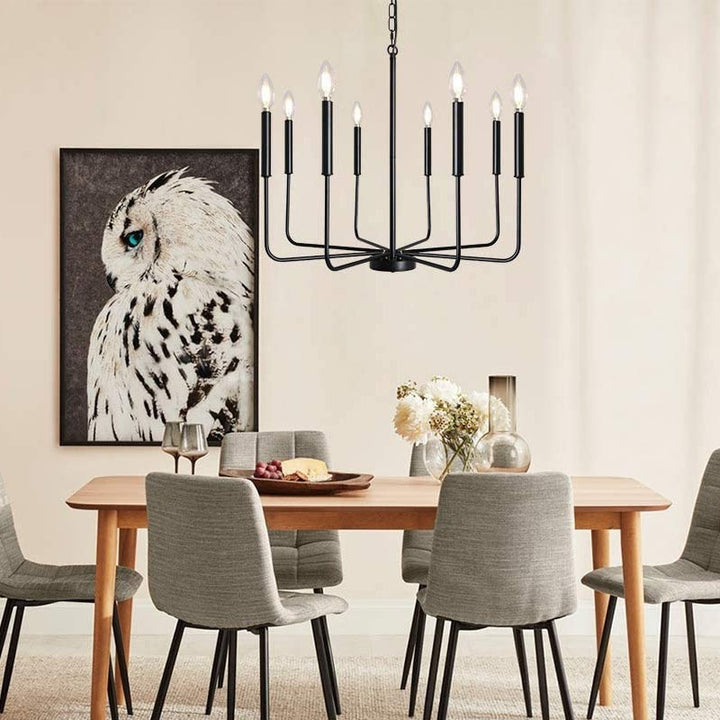 Traditioneller rustikaler Eisenrahmen-Glas-Kandelaber 8-Licht Kronleuchter für das Wohnzimmer 