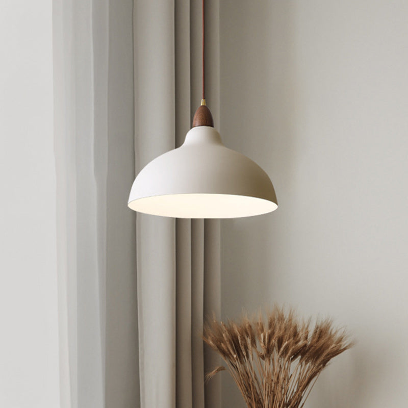 Traditional Japanese Solid Wood Iron Round 1-Light Pendant Light For Living Room