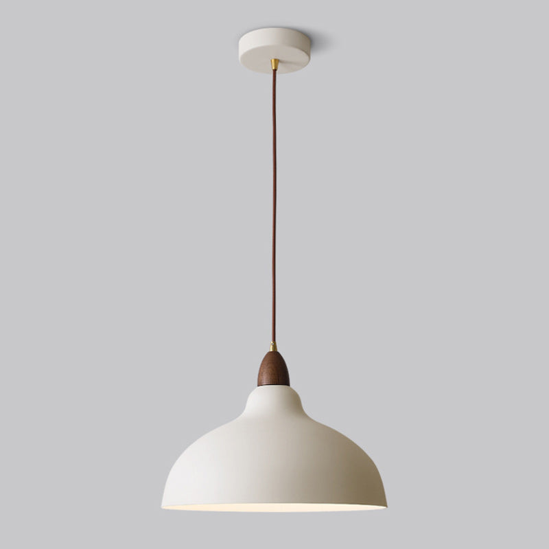 Traditional Japanese Solid Wood Iron Round 1-Light Pendant Light For Living Room