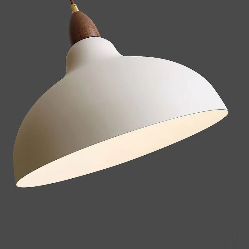Traditional Japanese Solid Wood Iron Round 1-Light Pendant Light For Living Room