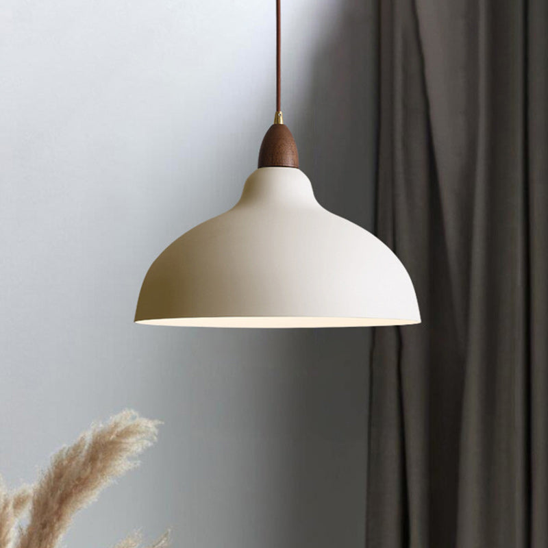 Traditional Japanese Solid Wood Iron Round 1-Light Pendant Light For Living Room