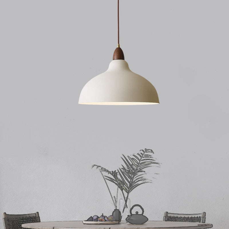 Traditional Japanese Solid Wood Iron Round 1-Light Pendant Light For Living Room