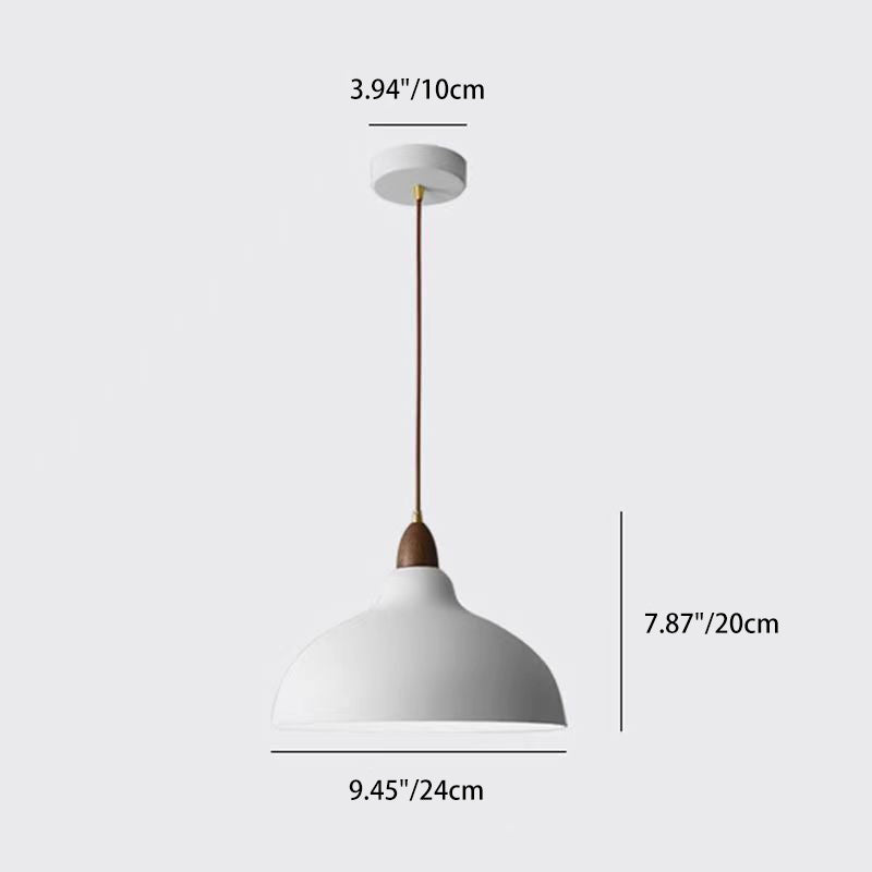 Traditional Japanese Solid Wood Iron Round 1-Light Pendant Light For Living Room