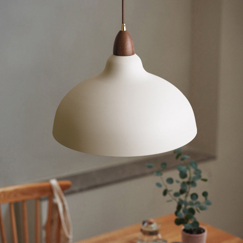 Traditional Japanese Solid Wood Iron Round 1-Light Pendant Light For Living Room