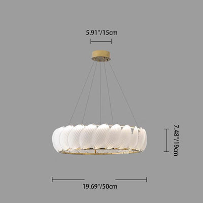 ضوء قلادة LED من الفولاذ المقاوم للصدأ الفرنسي التقليدي مع حلقة زجاجية على شكل ريشة لغرفة النوم 