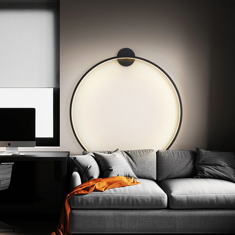 Moderne minimalistische Aluminium-Acryl-Kreisring-LED-Wandleuchte für das Wohnzimmer 