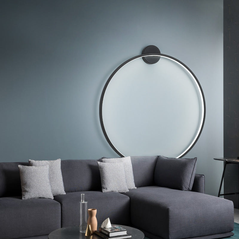 Moderne minimalistische Aluminium-Acryl-Kreisring-LED-Wandleuchte für das Wohnzimmer 