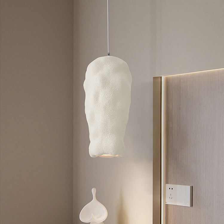 Traditional Japanese Wabi-sabi Irregular Round Resin 1-Light Pendant Light