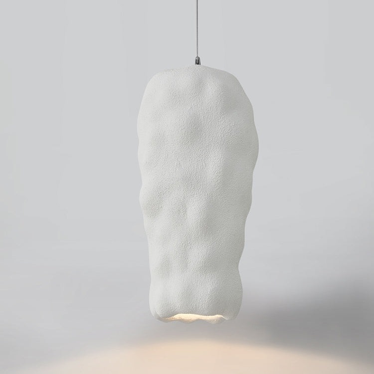 Traditional Japanese Wabi-sabi Irregular Round Resin 1-Light Pendant Light