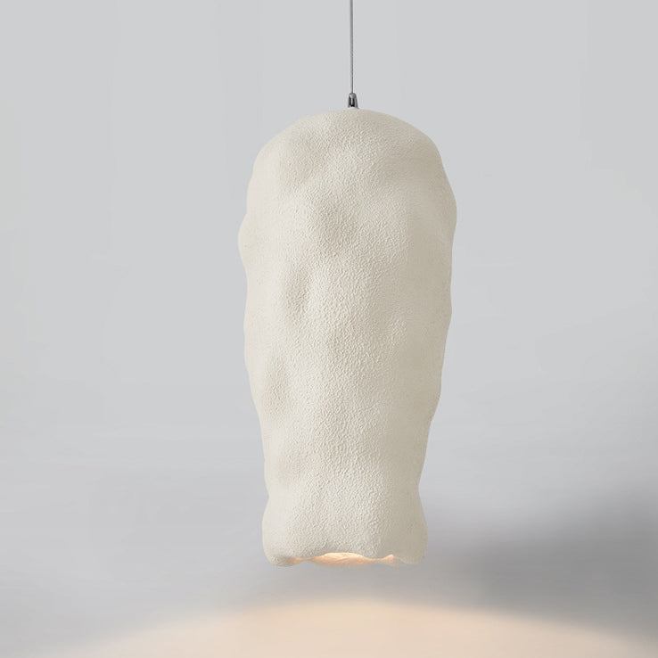 Traditional Japanese Wabi-sabi Irregular Round Resin 1-Light Pendant Light