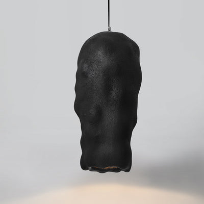 Traditional Japanese Wabi-sabi Irregular Round Resin 1-Light Pendant Light