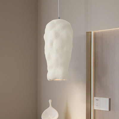 Traditional Japanese Wabi-sabi Irregular Round Resin 1-Light Pendant Light