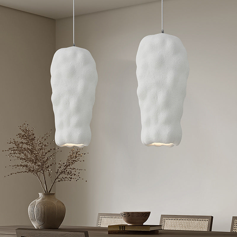 Traditional Japanese Wabi-sabi Irregular Round Resin 1-Light Pendant Light