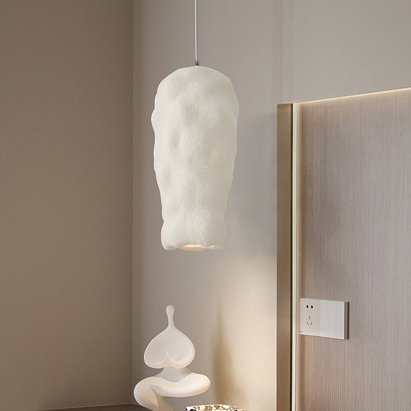 Traditional Japanese Wabi-sabi Irregular Round Resin 1-Light Pendant Light