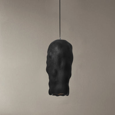Traditional Japanese Wabi-sabi Irregular Round Resin 1-Light Pendant Light