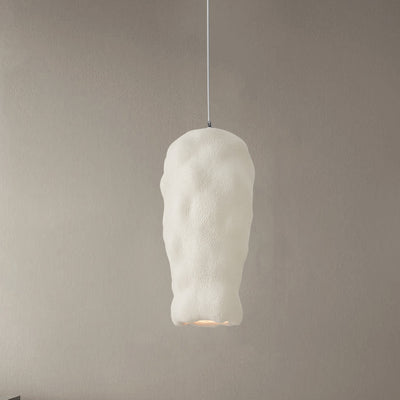 Traditional Japanese Wabi-sabi Irregular Round Resin 1-Light Pendant Light