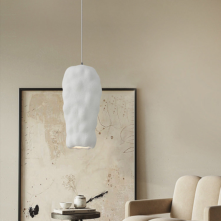 Traditional Japanese Wabi-sabi Irregular Round Resin 1-Light Pendant Light