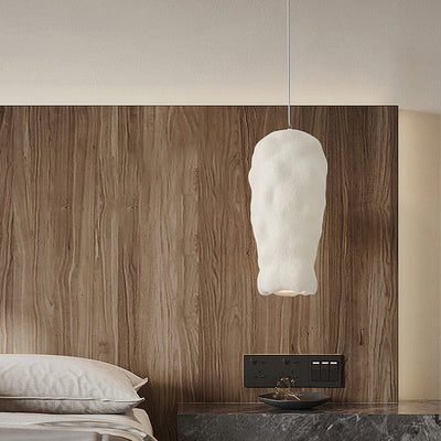 Traditional Japanese Wabi-sabi Irregular Round Resin 1-Light Pendant Light