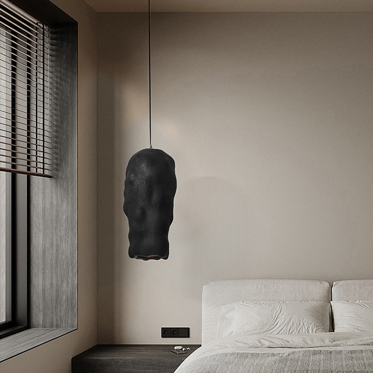 Traditional Japanese Wabi-sabi Irregular Round Resin 1-Light Pendant Light