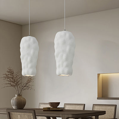 Traditional Japanese Wabi-sabi Irregular Round Resin 1-Light Pendant Light