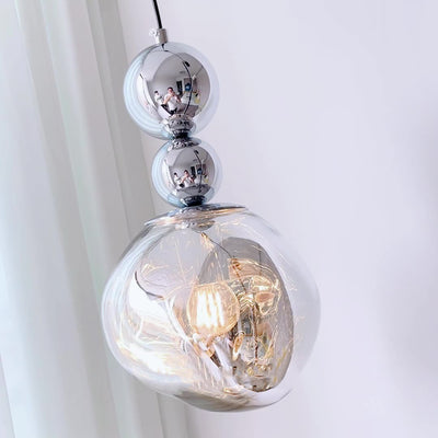 Contemporary Nordic Iron Acrylic Lava Round 1-Light Pendant Light For Bedroom