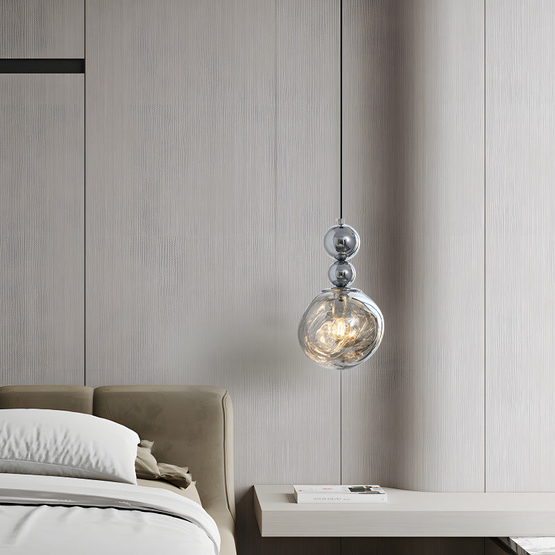 Contemporary Nordic Iron Acrylic Lava Round 1-Light Pendant Light For Bedroom