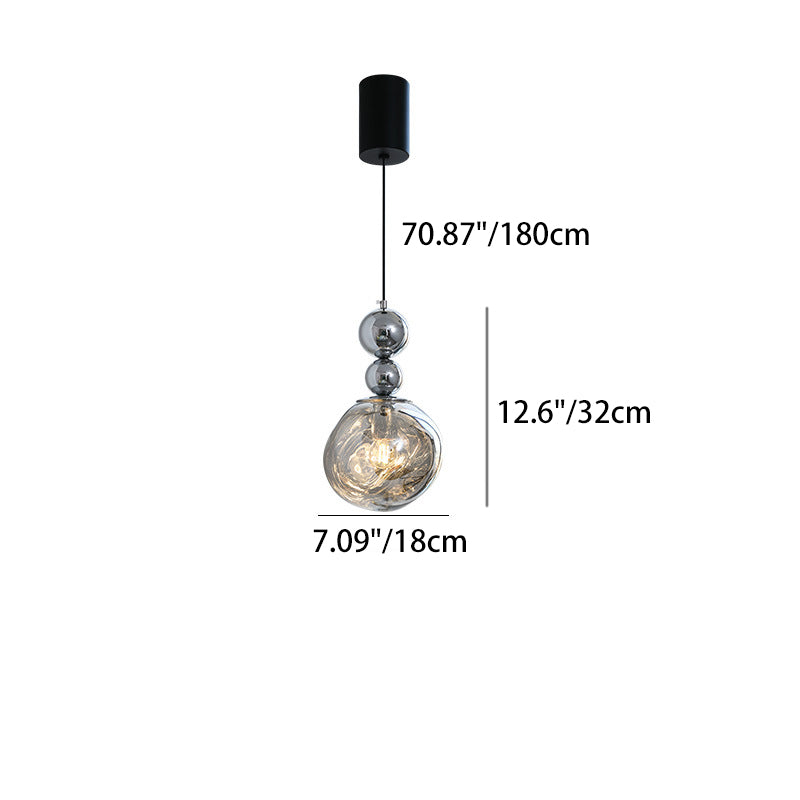 Contemporary Nordic Iron Acrylic Lava Round 1-Light Pendant Light For Bedroom